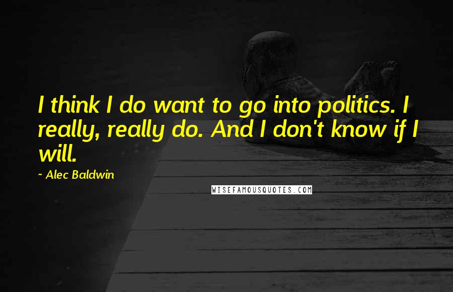 Alec Baldwin quotes: I think I do want to go into politics. I really, really do. And I don't know if I will.