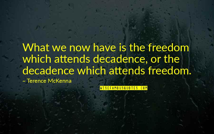 Aleichem Bible Quotes By Terence McKenna: What we now have is the freedom which