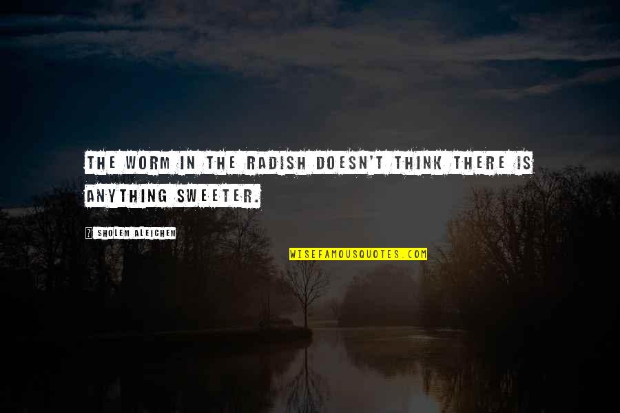 Aleichem Quotes By Sholem Aleichem: The worm in the radish doesn't think there