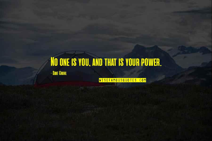 Alejamiento Bioseguridad Quotes By Dave Grohl: No one is you, and that is your
