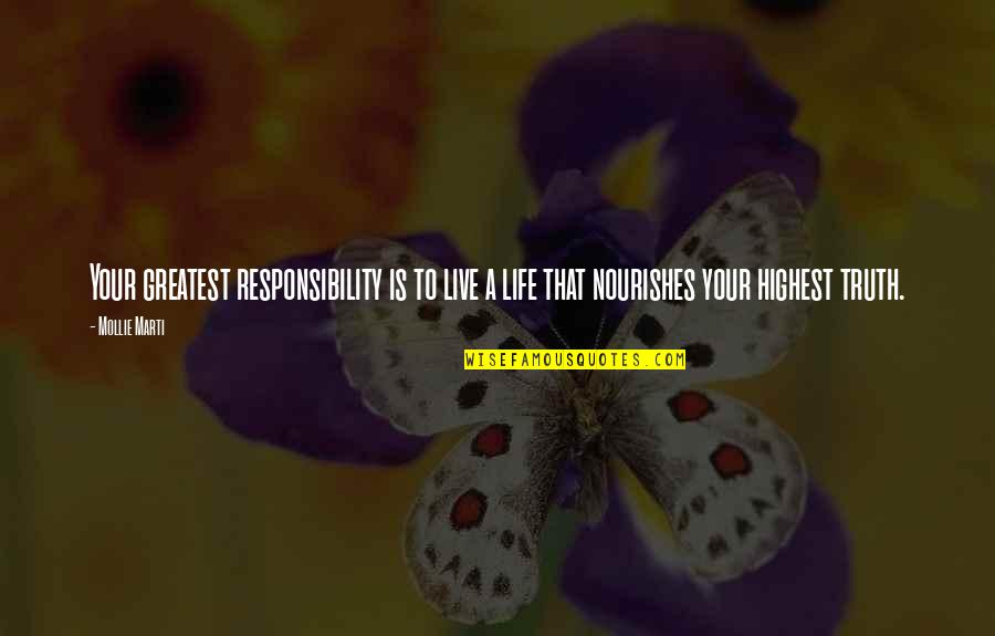 Alejandria Libros Quotes By Mollie Marti: Your greatest responsibility is to live a life