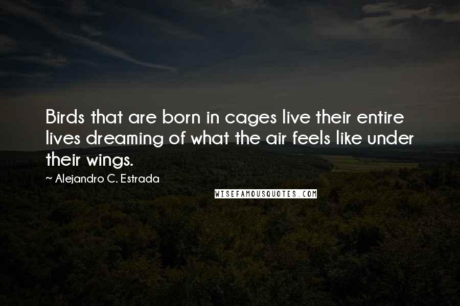 Alejandro C. Estrada quotes: Birds that are born in cages live their entire lives dreaming of what the air feels like under their wings.