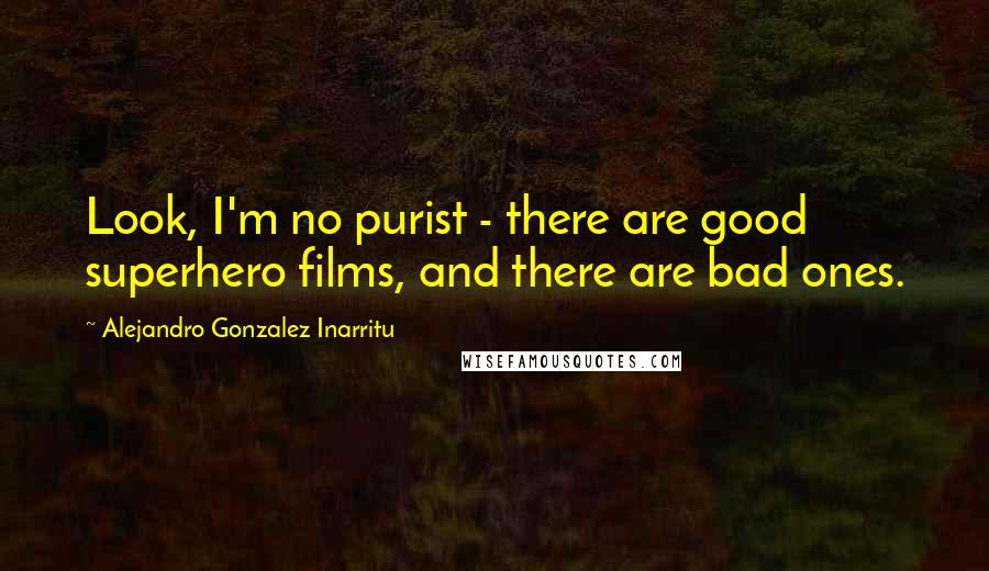 Alejandro Gonzalez Inarritu quotes: Look, I'm no purist - there are good superhero films, and there are bad ones.