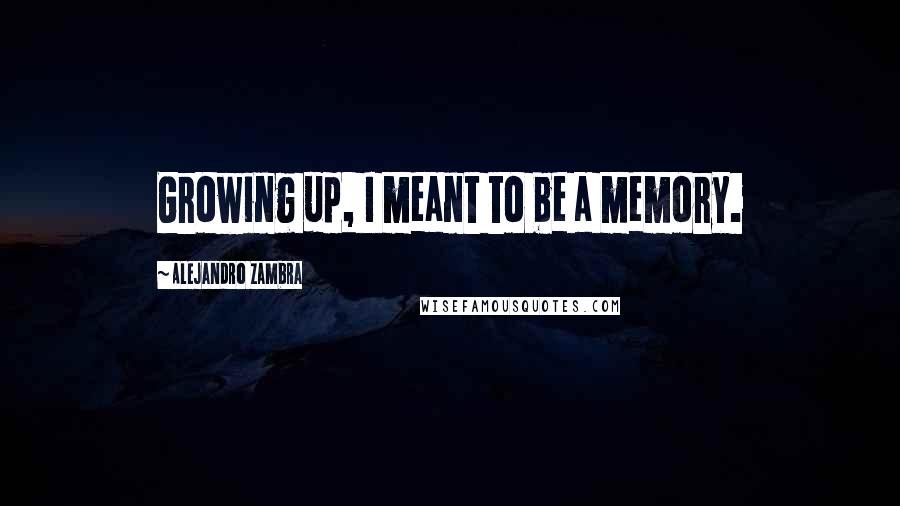 Alejandro Zambra quotes: Growing up, I meant to be a memory.