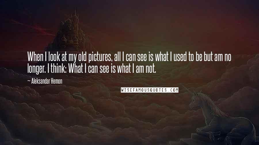 Aleksandar Hemon quotes: When I look at my old pictures, all I can see is what I used to be but am no longer. I think: What I can see is what I
