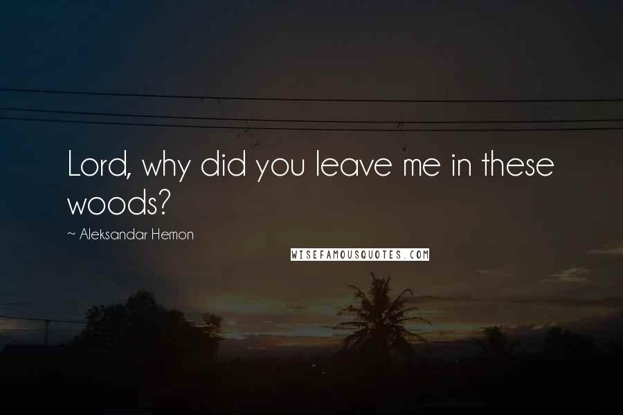 Aleksandar Hemon quotes: Lord, why did you leave me in these woods?