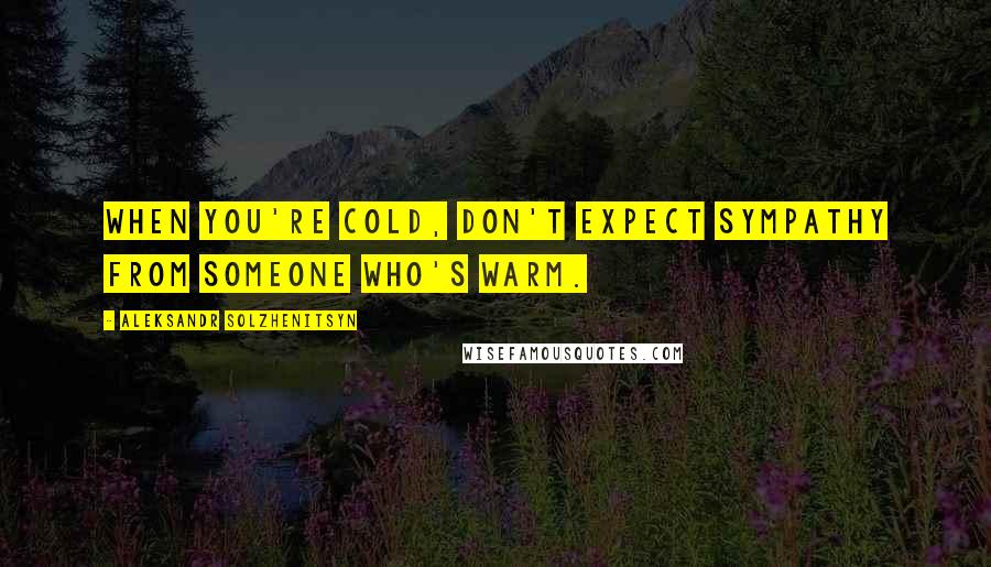 Aleksandr Solzhenitsyn quotes: When you're cold, don't expect sympathy from someone who's warm.