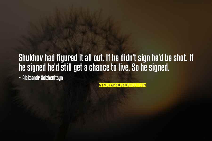 Aleksandr Solzhenitsyn Quotes By Aleksandr Solzhenitsyn: Shukhov had figured it all out. If he Aleksandr Solzhenitsyn Quotes By Aleksandr Solzhenitsyn: Shukhov had figured it all out. If he
