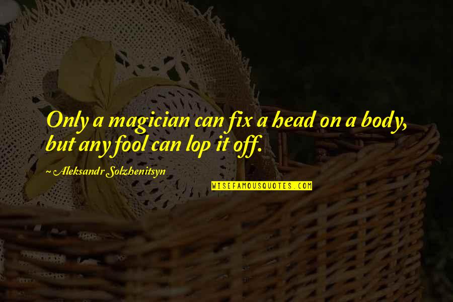Aleksandr Solzhenitsyn Quotes By Aleksandr Solzhenitsyn: Only a magician can fix a head on Aleksandr Solzhenitsyn Quotes By Aleksandr Solzhenitsyn: Only a magician can fix a head on