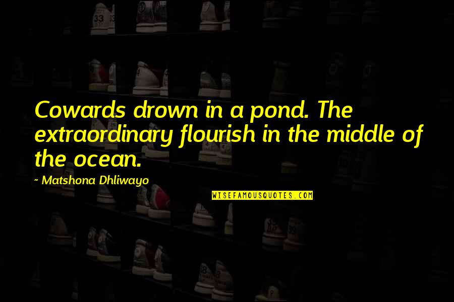 Alekseev Nikita Quotes By Matshona Dhliwayo: Cowards drown in a pond. The extraordinary flourish Alekseev Nikita Quotes By Matshona Dhliwayo: Cowards drown in a pond. The extraordinary flourish