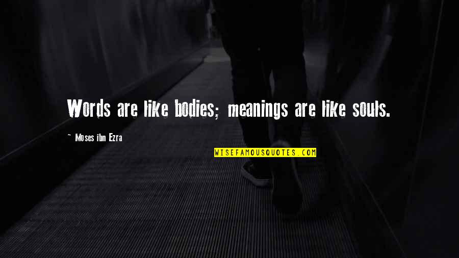 Alenson Quotes By Moses Ibn Ezra: Words are like bodies; meanings are like souls.