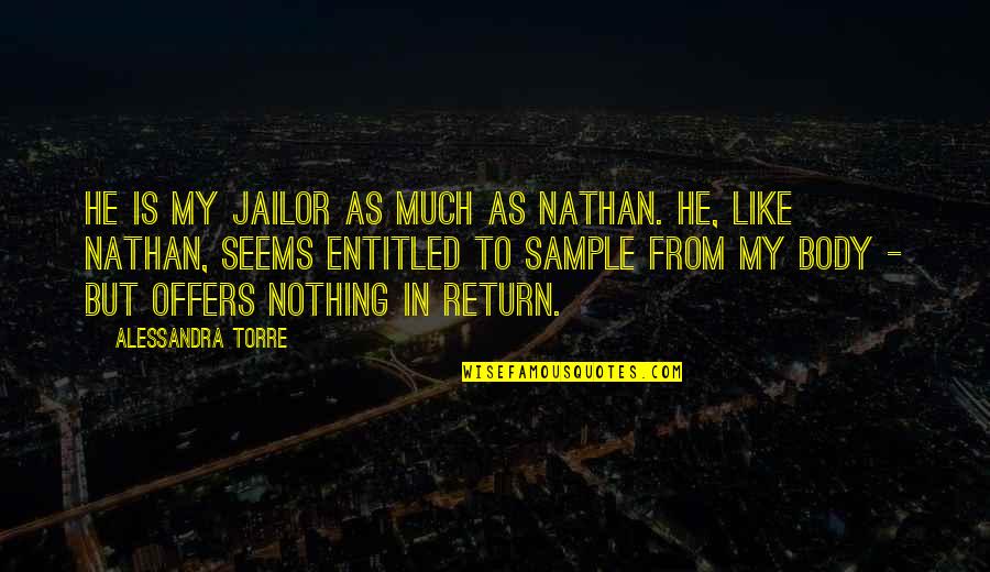 Alessandra Quotes By Alessandra Torre: He is my jailor as much as Nathan. Alessandra Quotes By Alessandra Torre: He is my jailor as much as Nathan.