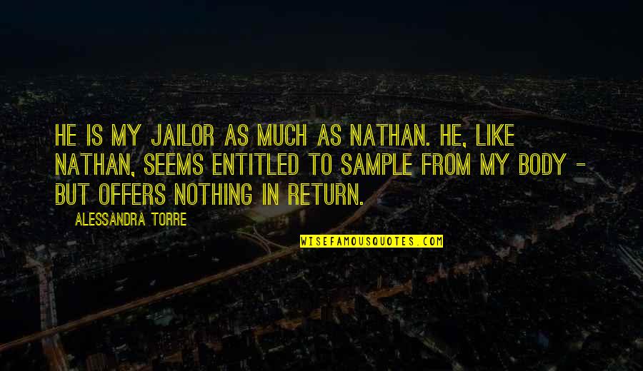 Alessandra Torre Quotes By Alessandra Torre: He is my jailor as much as Nathan.