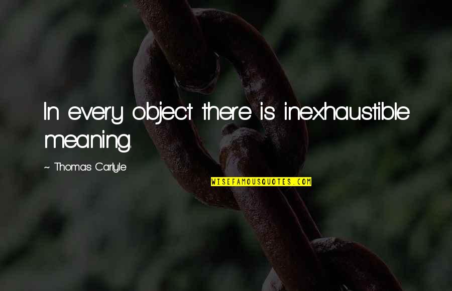 Alessandro Magno Quotes By Thomas Carlyle: In every object there is inexhaustible meaning. Alessandro Magno Quotes By Thomas Carlyle: In every object there is inexhaustible meaning.