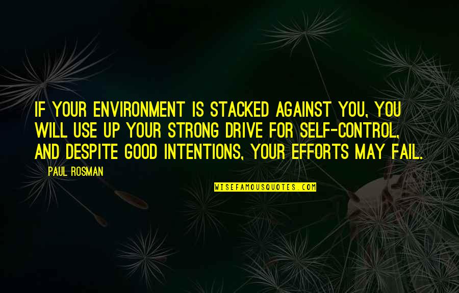 Alex Approximately Quotes By Paul Rosman: If your environment is stacked against you, you