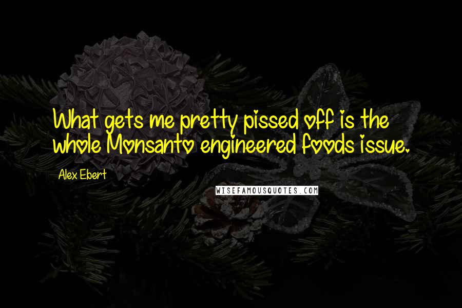 Alex Ebert quotes: What gets me pretty pissed off is the whole Monsanto engineered foods issue.