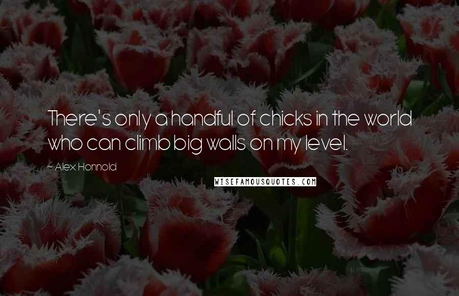 Alex Honnold quotes: There's only a handful of chicks in the world who can climb big walls on my level.