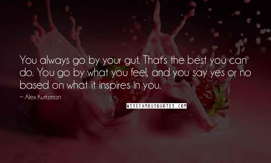 Alex Kurtzman quotes: You always go by your gut. That's the best you can do. You go by what you feel, and you say yes or no based on what it inspires in