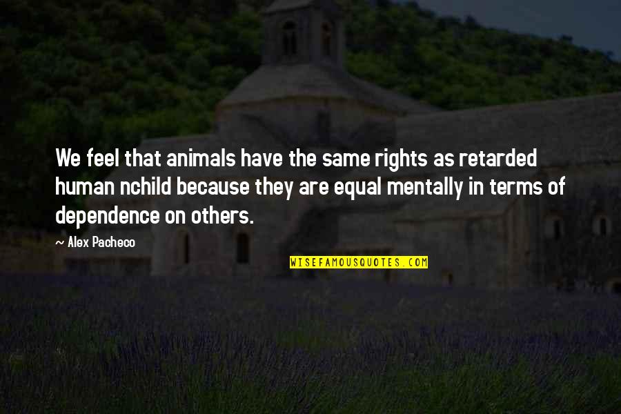 Alex Pacheco Quotes By Alex Pacheco: We feel that animals have the same rights