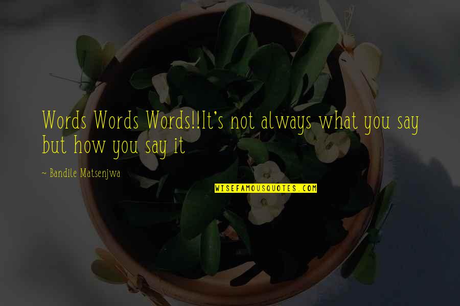 Alex Sheathes Quotes By Bandile Matsenjwa: Words Words Words!!It's not always what you say