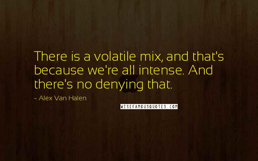 Alex Van Halen quotes: There is a volatile mix, and that's because we're all intense. And there's no denying that.