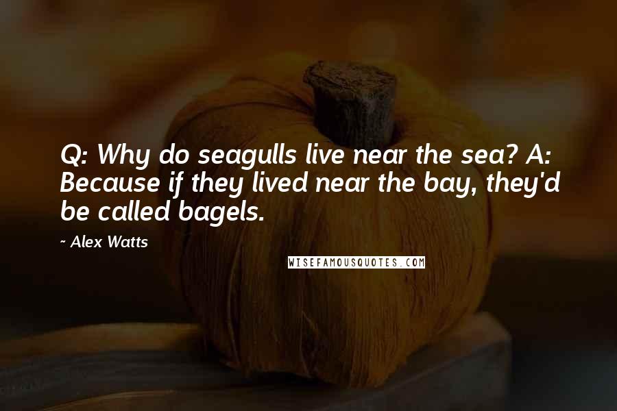 Alex Watts quotes: Q: Why do seagulls live near the sea? A: Because if they lived near the bay, they'd be called bagels.