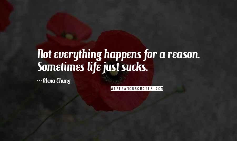 Alexa Chung quotes: Not everything happens for a reason. Sometimes life just sucks.