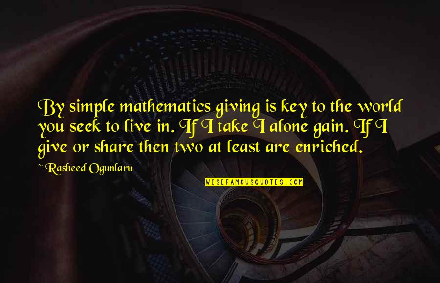 Alexander Gottlieb Baumgarten Quotes By Rasheed Ogunlaru: By simple mathematics giving is key to the