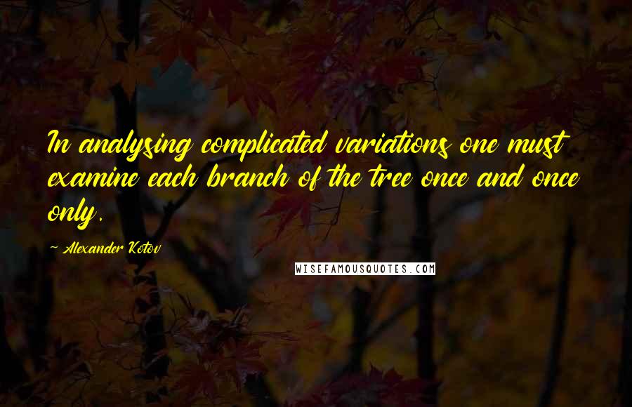 Alexander Kotov quotes: In analysing complicated variations one must examine each branch of the tree once and once only.