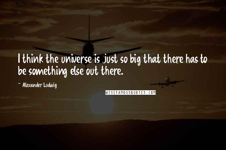 Alexander Ludwig quotes: I think the universe is just so big that there has to be something else out there.