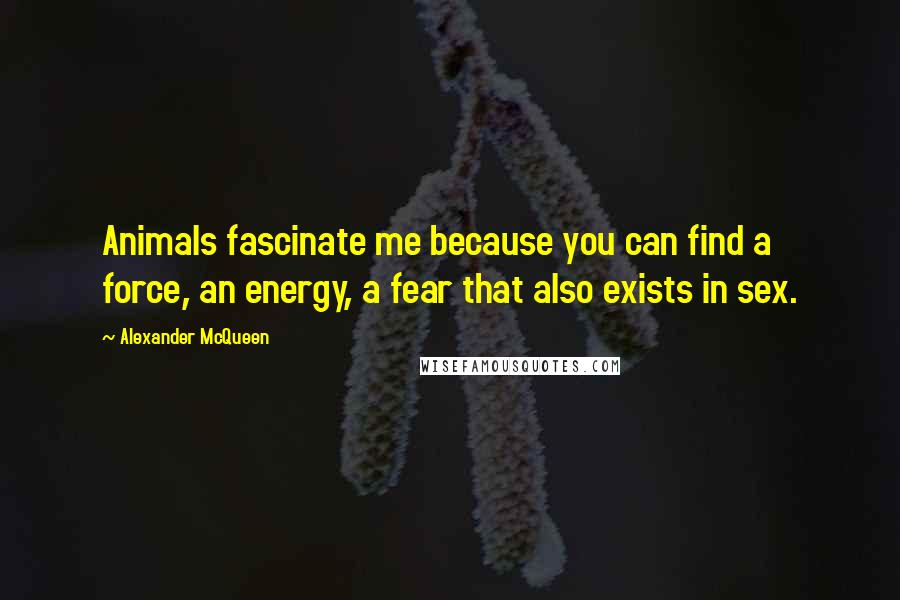 Alexander McQueen quotes: Animals fascinate me because you can find a force, an energy, a fear that also exists in sex.