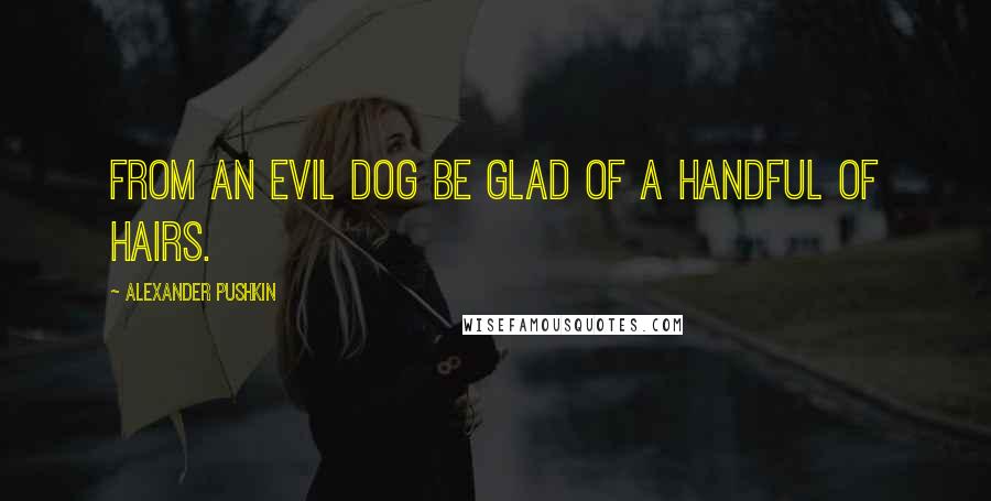 Alexander Pushkin quotes: From an evil dog be glad of a handful of hairs.