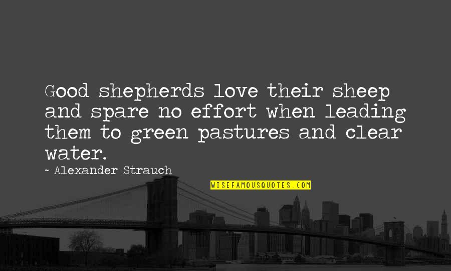 Alexander Strauch Quotes By Alexander Strauch: Good shepherds love their sheep and spare no