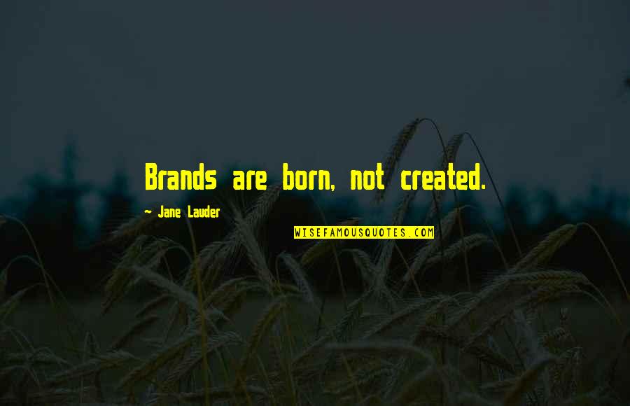 Alexander Tocqueville Quotes By Jane Lauder: Brands are born, not created.