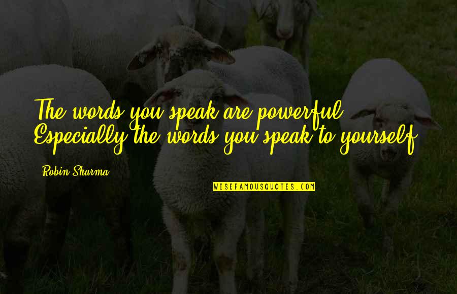 Alexanders On 30th Quotes By Robin Sharma: The words you speak are powerful. Especially the