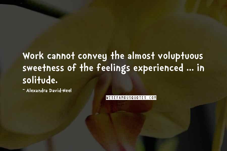 Alexandra David-Neel quotes: Work cannot convey the almost voluptuous sweetness of the feelings experienced ... in solitude.