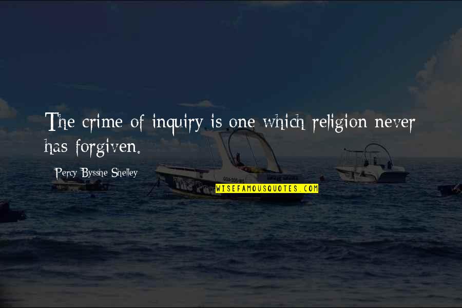 Alexandra Katehakis Quotes By Percy Bysshe Shelley: The crime of inquiry is one which religion Alexandra Katehakis Quotes By Percy Bysshe Shelley: The crime of inquiry is one which religion