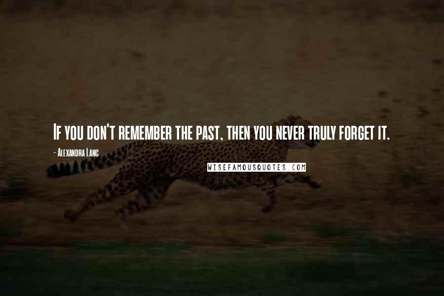 Alexandra Lanc quotes: If you don't remember the past, then you never truly forget it.