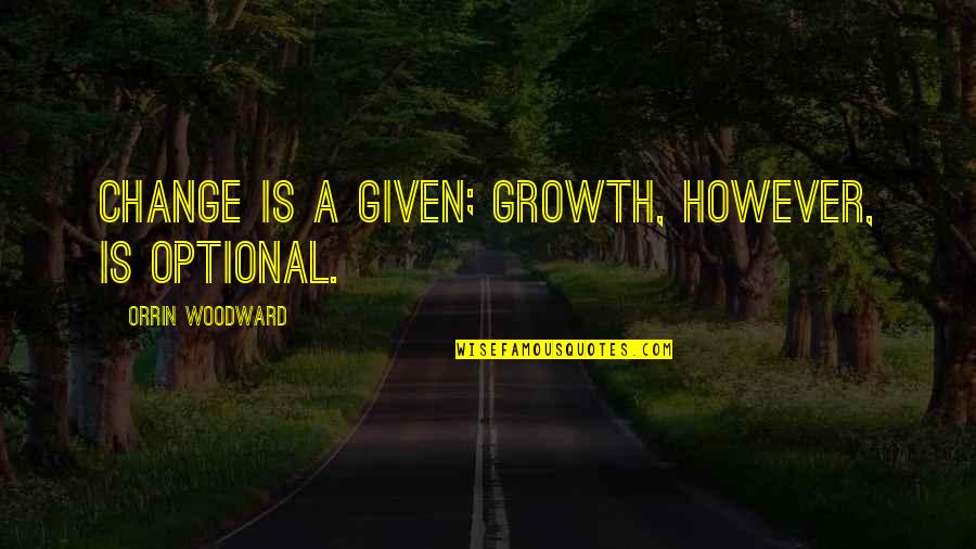Alexandria Stone Quotes By Orrin Woodward: Change is a given; growth, however, is optional.