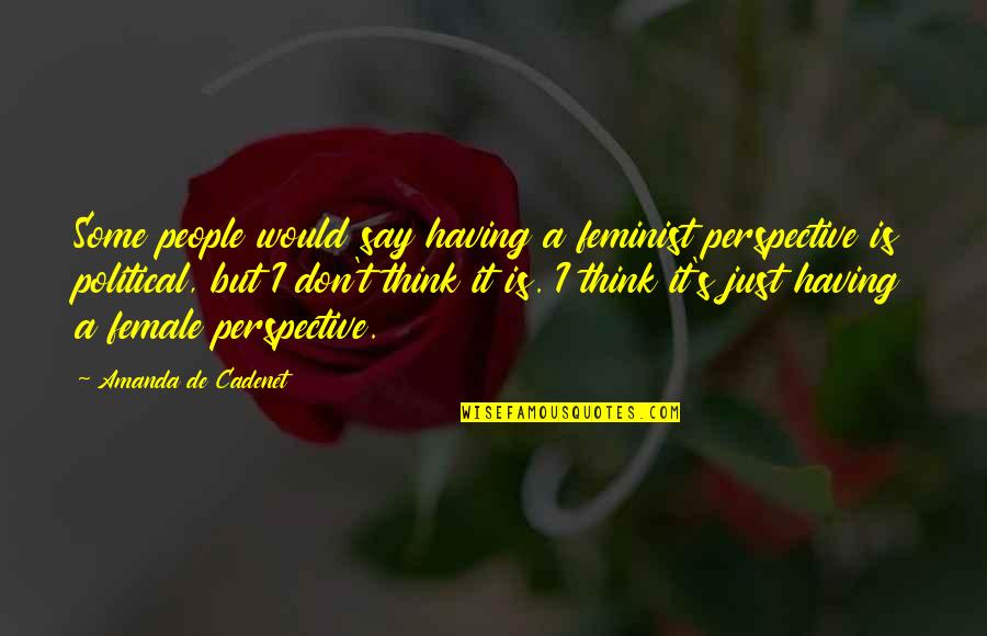 Alexandroff Law Quotes By Amanda De Cadenet: Some people would say having a feminist perspective