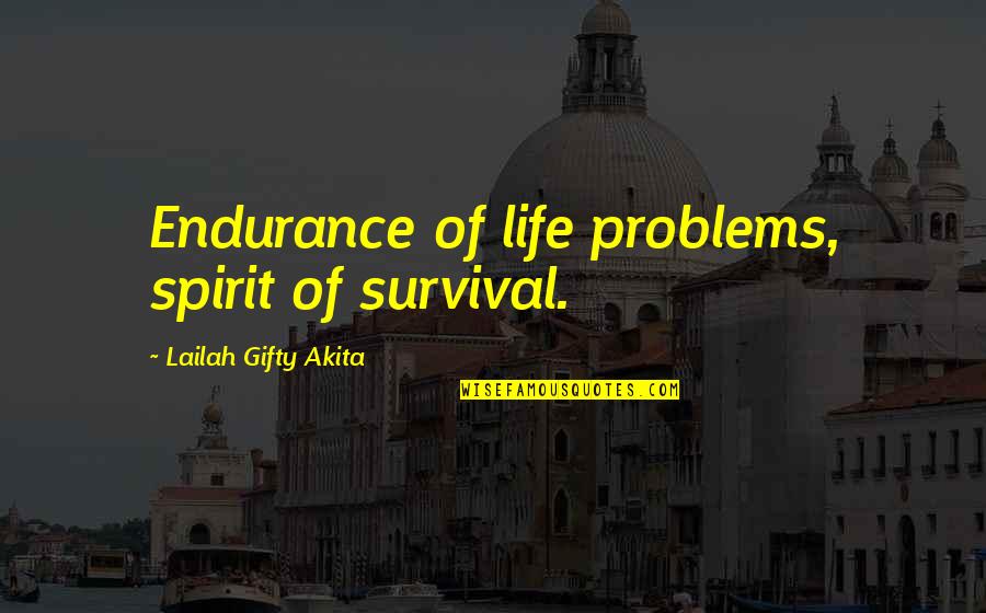 Alexis Bellino Quotes By Lailah Gifty Akita: Endurance of life problems, spirit of survival.