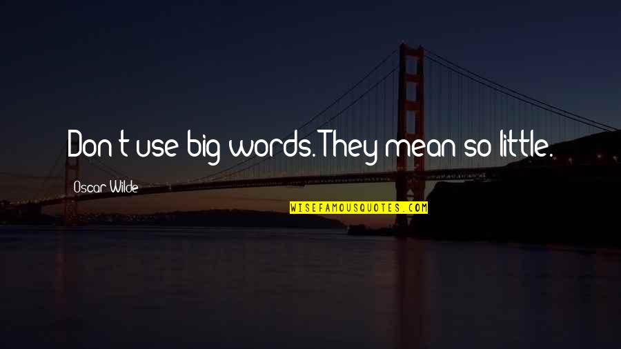Aleyard Quotes By Oscar Wilde: Don't use big words. They mean so little. Aleyard Quotes By Oscar Wilde: Don't use big words. They mean so little.