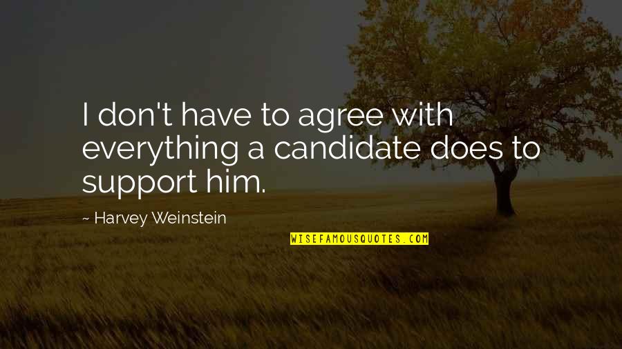 Alfa Sign Quotes By Harvey Weinstein: I don't have to agree with everything a Alfa Sign Quotes By Harvey Weinstein: I don't have to agree with everything a