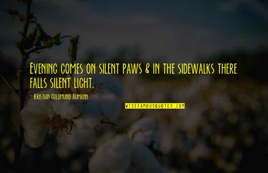 Alfandega Setubal Quotes By Kristian Goldmund Aumann: Evening comes on silent paws & in the Alfandega Setubal Quotes By Kristian Goldmund Aumann: Evening comes on silent paws & in the