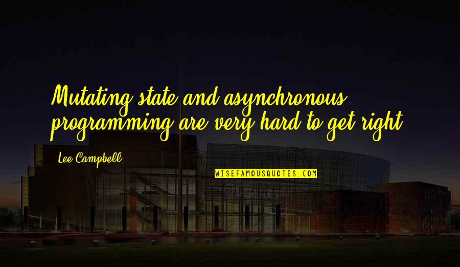 Alfarer A Significado Quotes By Lee Campbell: Mutating state and asynchronous programming are very hard