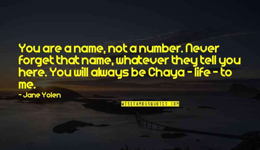 Alfonsina Fal Quotes By Jane Yolen: You are a name, not a number. Never