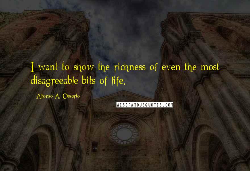 Alfonso A. Ossorio quotes: I want to show the richness of even the most disagreeable bits of life.