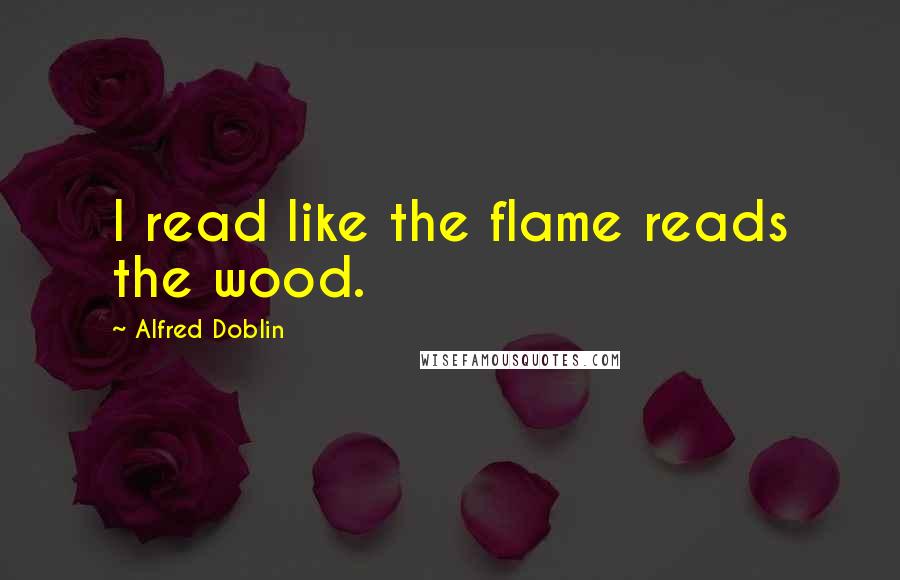 Alfred Doblin quotes: I read like the flame reads the wood.