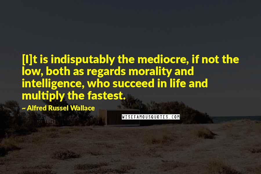 Alfred Russel Wallace quotes: [I]t is indisputably the mediocre, if not the low, both as regards morality and intelligence, who succeed in life and multiply the fastest.