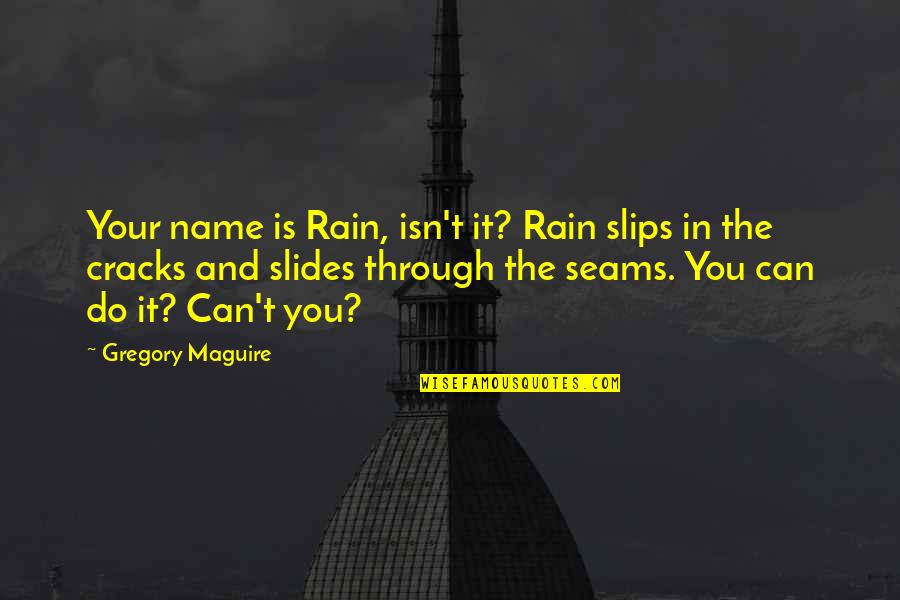 Alfredos Pizza Quotes By Gregory Maguire: Your name is Rain, isn't it? Rain slips Alfredos Pizza Quotes By Gregory Maguire: Your name is Rain, isn't it? Rain slips
